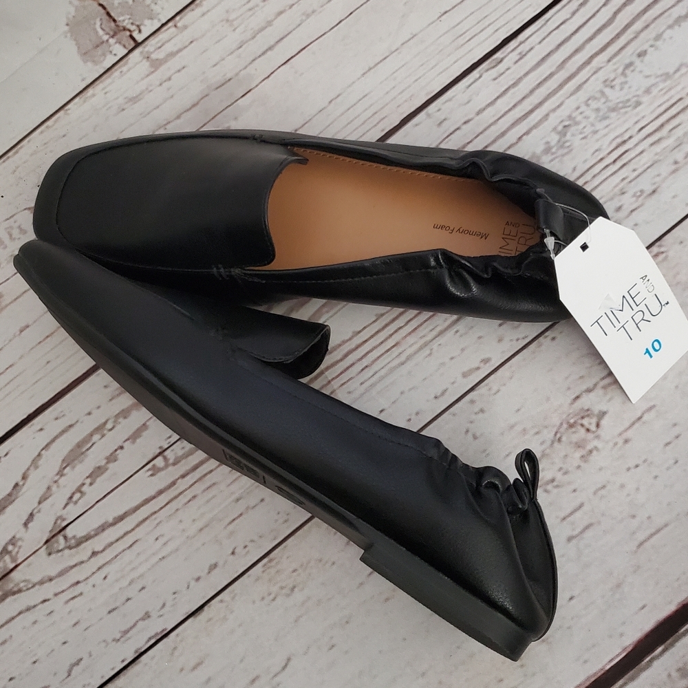 Time and Tru women's scrunch loafer black size 9